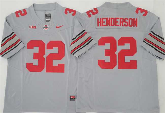 Mens Ohio State Buckeyes #32 TreVeyon Henderson Gray 2025 F.U.S.E. Limited Stitched Jersey->ohio state buckeyes->NCAA Jersey